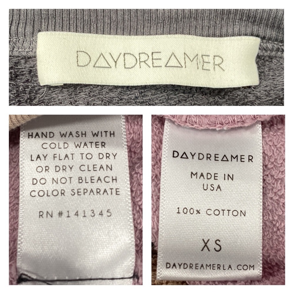 DAYDREAMER Flying V Tie Dye Varsity Crew Sweatshirt In Black Combo size XS - Picture 10 of 12